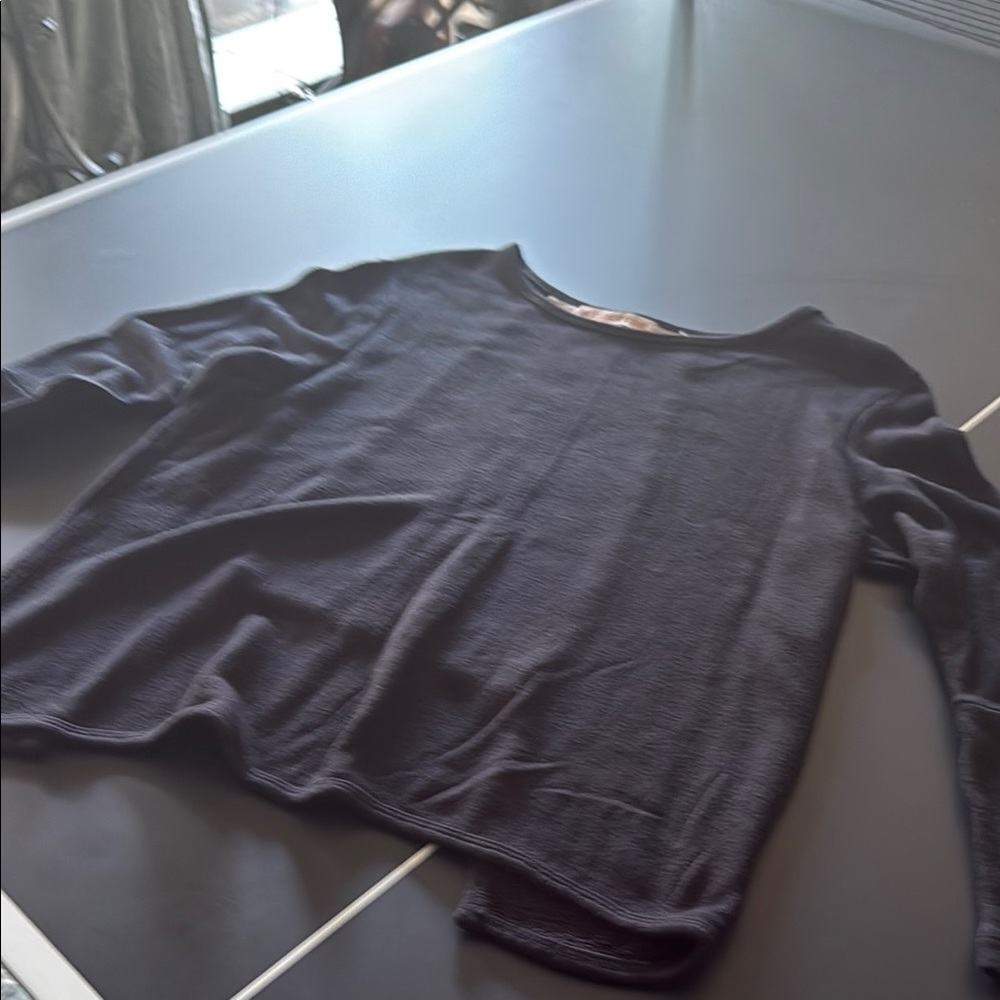 Black Crew Neck Sweater Soft Cotton Blend with contrast sweater back